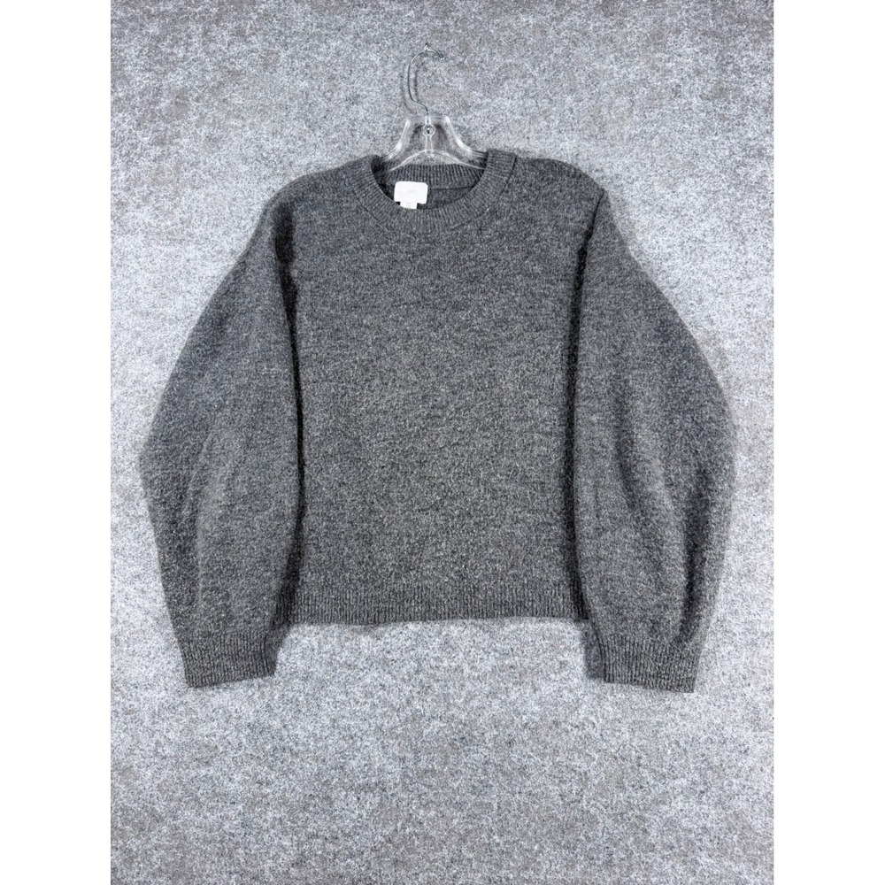H&M Mens Medium Gray Knit Crewneck Sweater Wool Blend Long Sleeve Pullover